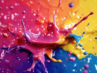 Aufkleber - Vibrant paint splash with dynamic motion and bright colors creating an abstract design