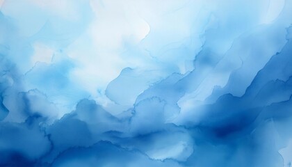Poster - light blue and dark blue watercolor painting forming an abstract background