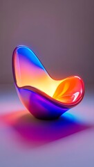 Poster - Abstract iridescent sculpture, colorful, glowing, smooth curves.