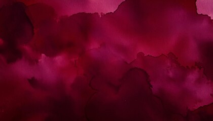 Poster - Dark red watercolor painting creating a cloudy texture