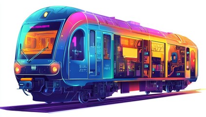 Poster - Futuristic colorful high-speed train cutaway.