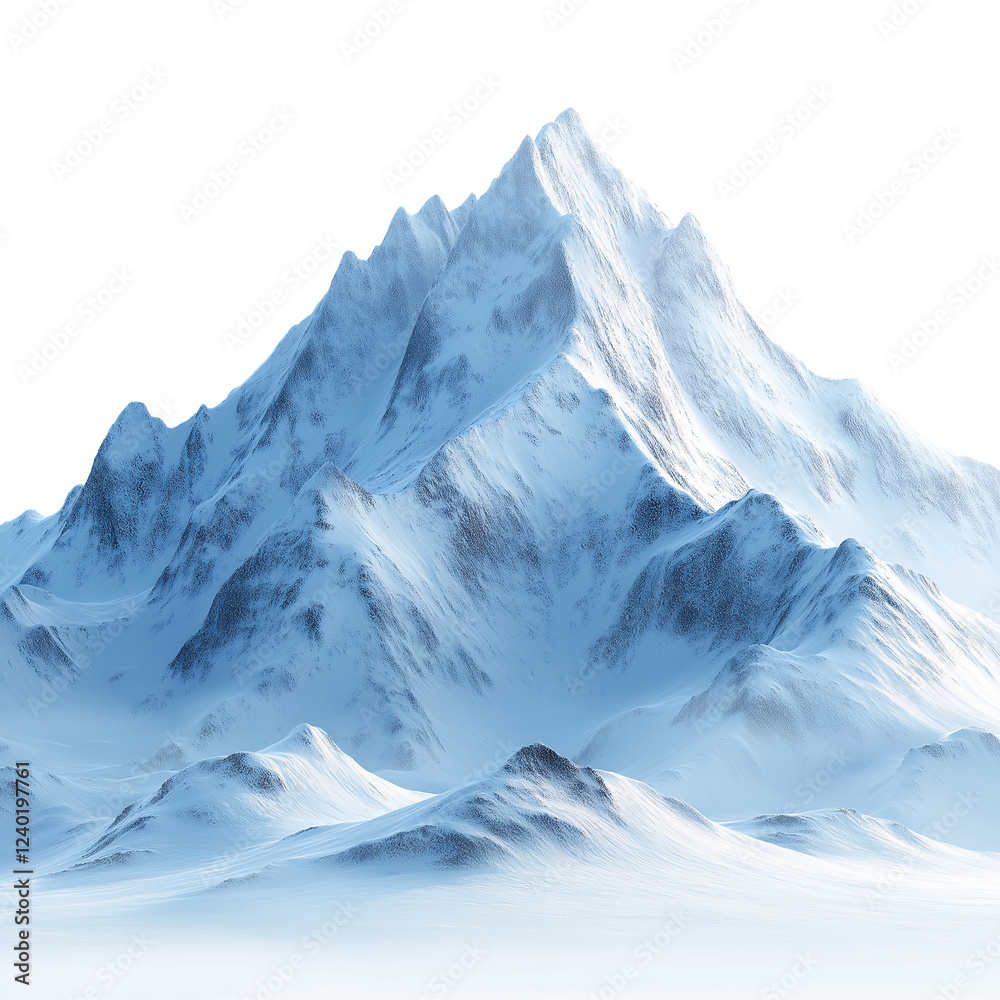 Snow-capped mountain range isolated on transparent background Stock ...