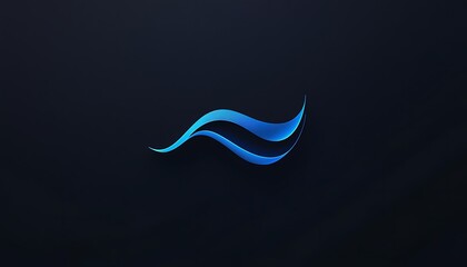 Abstract minimalist logo with a single wavy line in electric blue on dark background