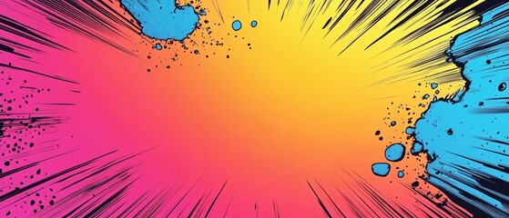 Aufkleber - Dynamic abstract background with speed lines and vibrant gradient colors and blue ink spots