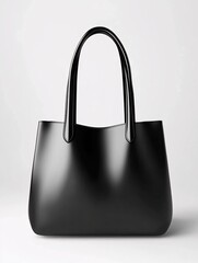 Poster - Black glossy tote bag on white background fashion accessory studio shot minimalist style