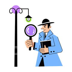 Canvas Print - a flat illustration of detective solving a mystery