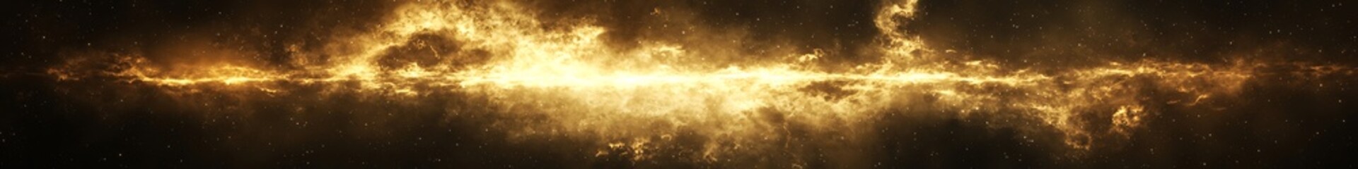 Golden cosmic dust cloud, space, bright core, dark background, science fiction