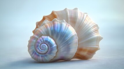 Wall Mural -  iridescent seashell spiral ocean beach nature