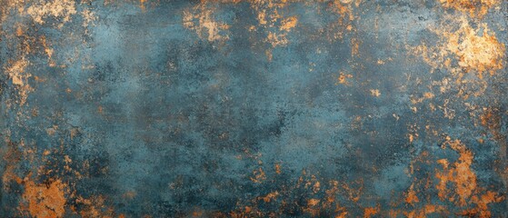Poster - Textured surface with blue and gold color palette creating a rustic and vintage background