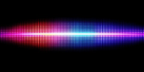 Wall Mural - Abstract background with a vibrant horizontal light streak in red, pink, blue, and purple hues on a black background. The light appears to radiate