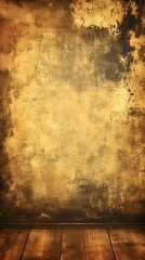 Canvas Print - Golden Brown Grunge Wall Wooden Floor Background Texture