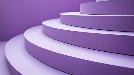 Poster - Abstract purple steps ascending in a spiral pattern creating a geometric design in a studio
