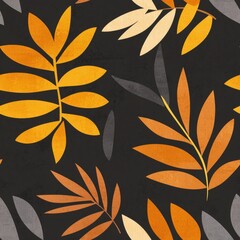 Poster - Modern Tropical Abstract Leaves Pattern in Dark Tones for Graphic Design