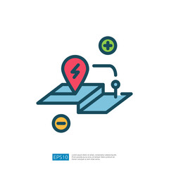 Poster - The image depicts a stylized map with a location pin, suggesting navigation or mapping features, possibly related to technology or travel.