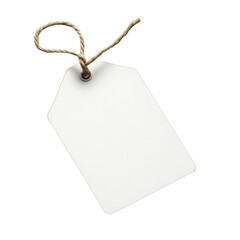 Poster - A blank white tag with a twine string is shown against a black background suitable for adding text or graphics.