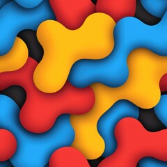 Poster - Abstract Organic Shapes with Dynamic Texture in Vibrant Colors for Seamless Patterns