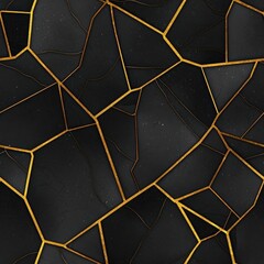 Poster - Abstract Geometric Tessellation Design with Gold Accents on Dark Background
