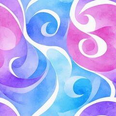 Poster - Pastel Watercolor Swirls and Curves Seamless Pattern for Design Projects