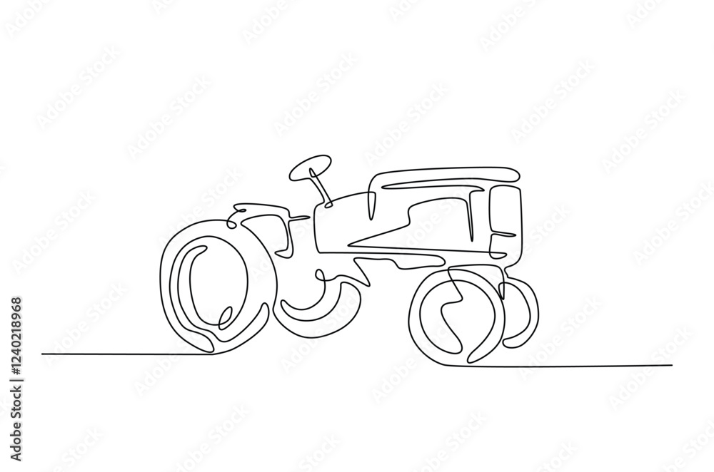 Agricultural tractor in continuous one line drawing. Single line art ...