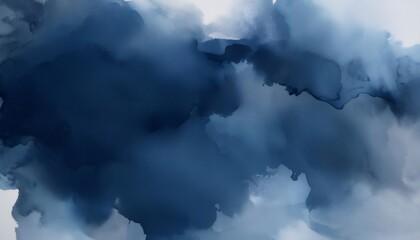 Poster - dark blue watercolor stains creating an abstract background