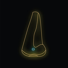 Poster - Neon smart speaker assistant device with glowing blue light on black background