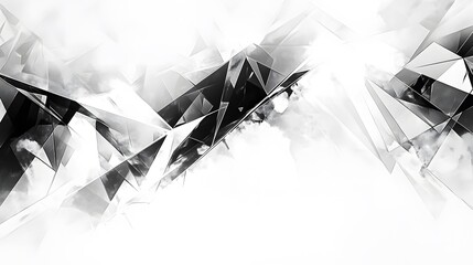 Poster - Abstract Black and White Geometric Crystal Art