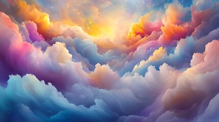 Wall Mural - Vibrant Colorful Cloudscape Abstract Art Painting