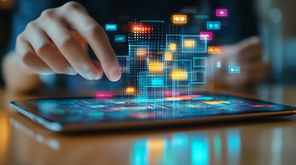Aufkleber - Modern digital chatbot interface with AI elements on tablet, displaying realtime chat and userfriendly interaction features