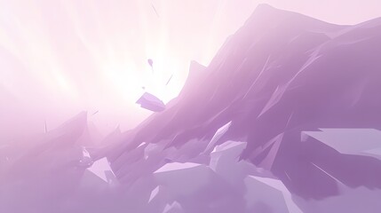 Wall Mural - Abstract Purple Low Poly Mountain Landscape AI Art