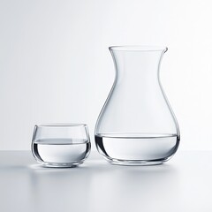Poster - Clear glass pitcher and tumbler with water.