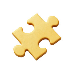 Poster - A three dimensional rendering of a single golden puzzle piece against a black background.