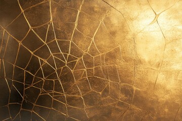 Aufkleber - Abstract gold textured background with a cracked, web-like pattern.
