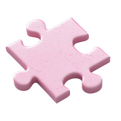 Poster - A single pink three dimensional puzzle piece is shown against a black background.