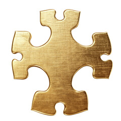 Aufkleber - A detailed 3D rendering of a golden cross-shaped puzzle piece with a textured surface.