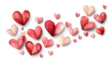 Poster - Hand-Painted Watercolor Heart Collection in Soft Colors and Unique Designs for Creative Projects