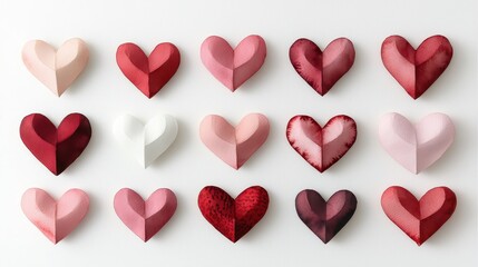 Poster - Hand Painted Watercolor Hearts Collection in Various Styles and Shades for Artistic Design Projects
