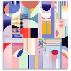 Poster - Geometric Abstraction: An intricate geometric abstract composition featuring an array of colorful shapes, lines, and patterns, a visual feast for the eyes.
