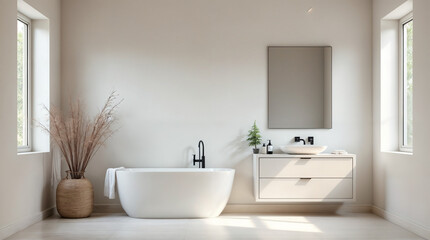 Wall Mural - a bathroom with a white sink and a white bathtub