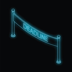 Poster - Glowing blue neon deadline sign marking upcoming due date, time limit, or final chance