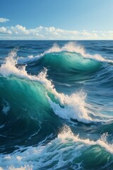 Wall Mural - there are many waves in the ocean with a blue sky