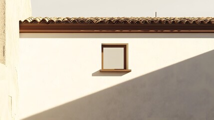 Wall Mural - Minimalist House Exterior with Single Window and Tile Roof