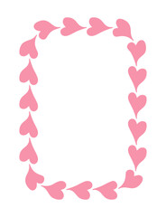 Poster - Romantic rectangle Frame from hand drawn hearts. Valentine's day and love border for decorating greeting cards, wedding invitations, poster, banner, cover. Pink flat textbox foe social media