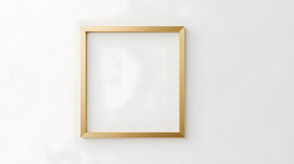 Poster - Empty Gold Frame on White Wall Ready for Artwork or Photos Displaying Minimalistic Home Decor Style and Interior Design Inspiration