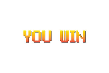 Poster - you win. pixel art .8 bit game. retro game. for game assets in vector illustrations on white backgro