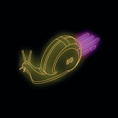 Poster - Neon snail with 5g shell leaving light trail representing slow internet speed