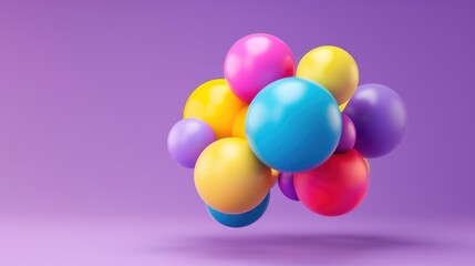 Poster - Colorful floating balls creative studio digital art vibrant background aesthetic view playful concept