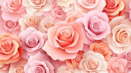 Poster - Vibrant Floral Background Featuring a Variety of Beautiful Roses in Soft Pink Shades
