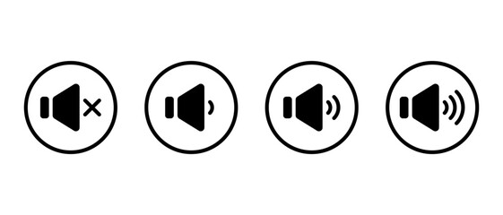 Fototapete - Sound speaker level icon on circle line. Audio volume sign symbol