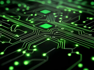 Poster - Green Circuit Board Close-up Technology Background
