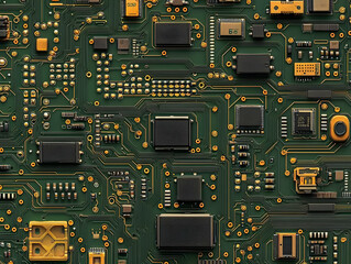 Poster - Circuit board technology close-up, components background
